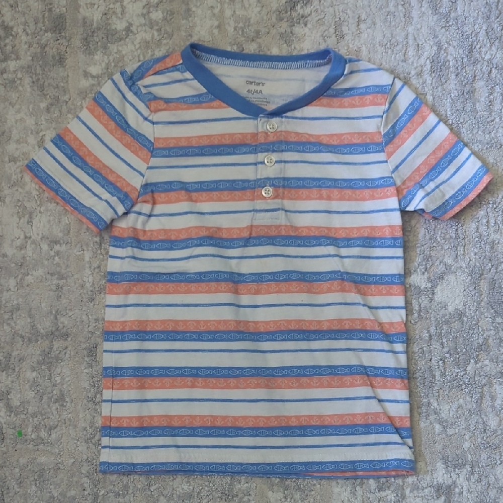 Carter's Striped Short-Sleeve Henley Tee Size 4T